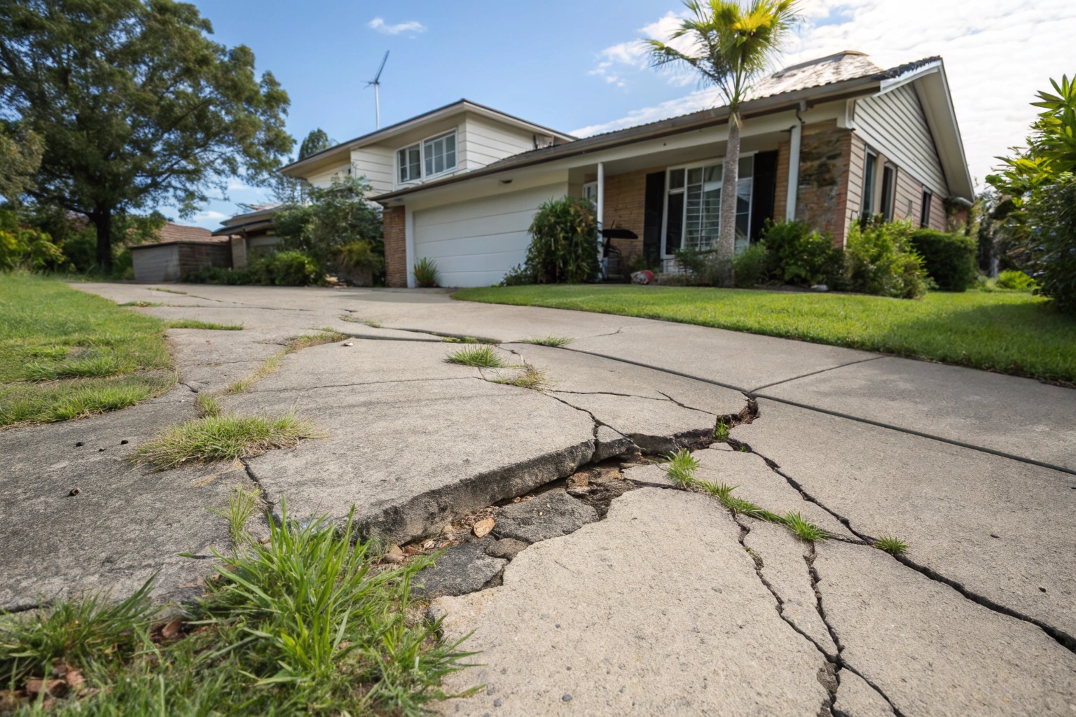 Cracked and deteriorating residential concrete driveway in Hervey Bay requiring removal