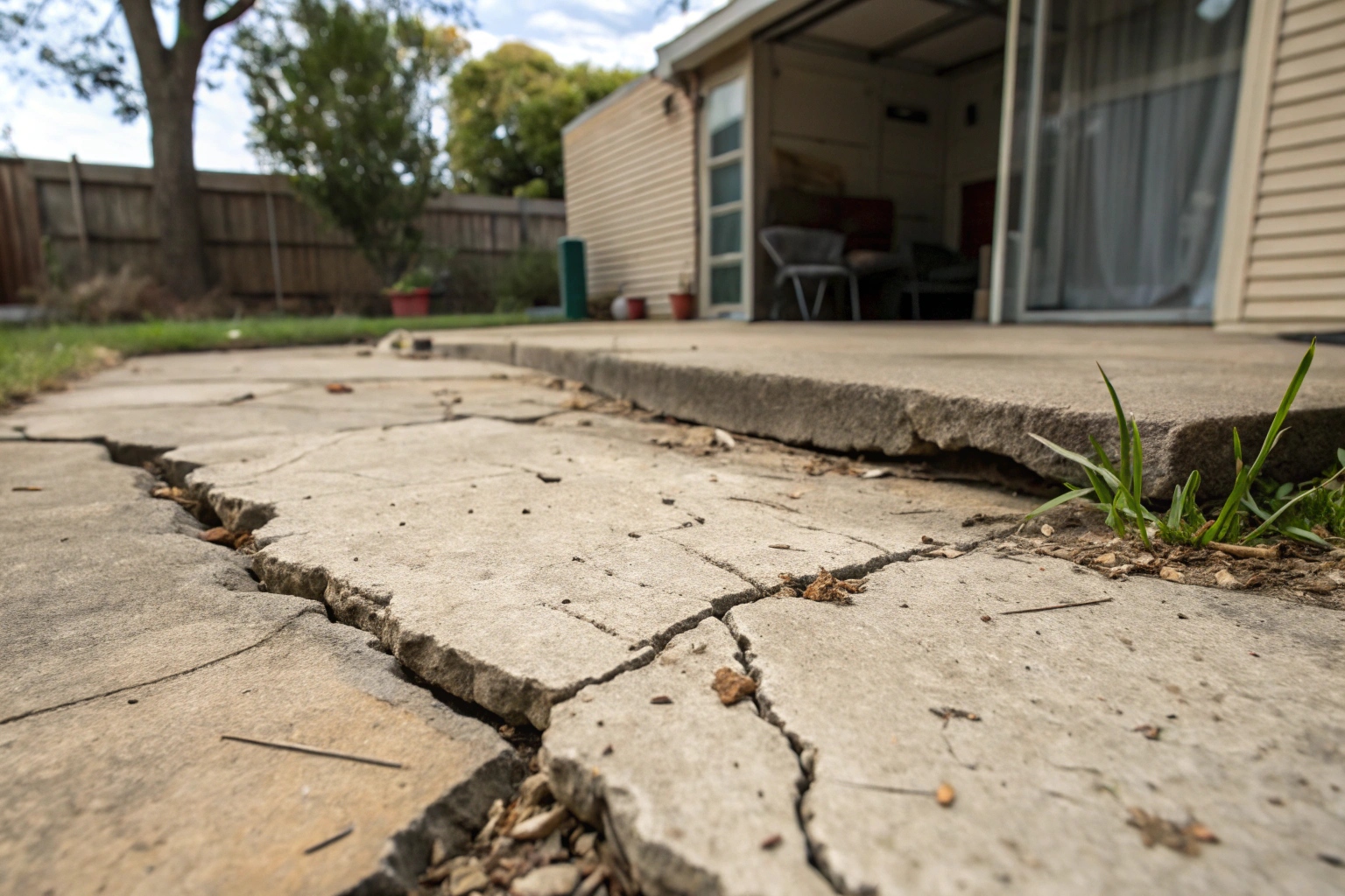 Cracked and deteriorated residential concrete slab in Hervey Bay ready for demolition