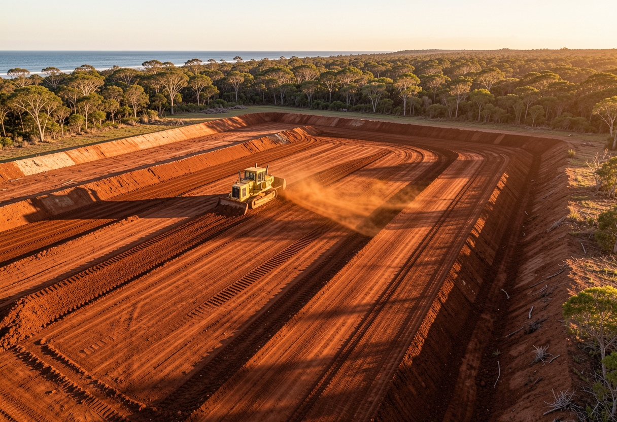 aerial-perspective shot of a bulk excavation