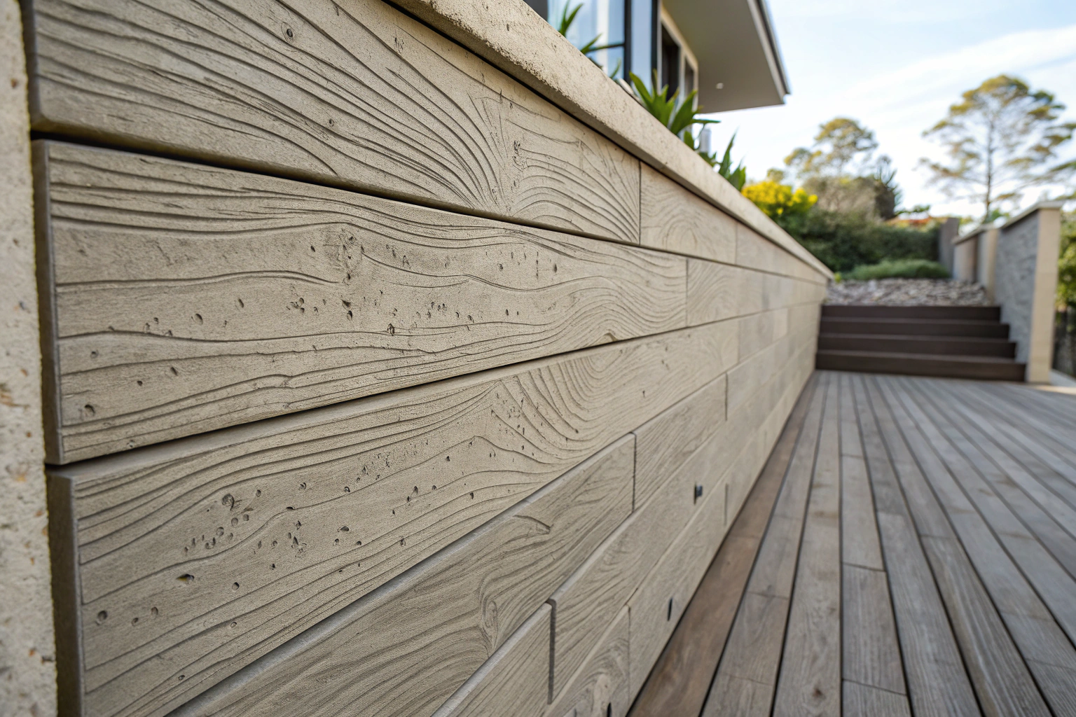 board-formed concrete retaining wall finish detail