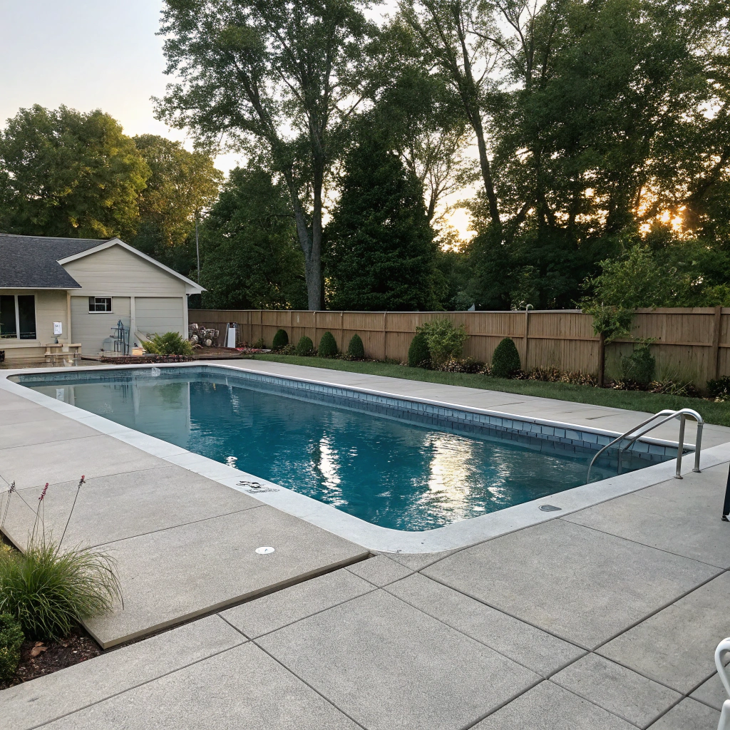 Brushed concrete pool surround Fraser Coast residential pool area