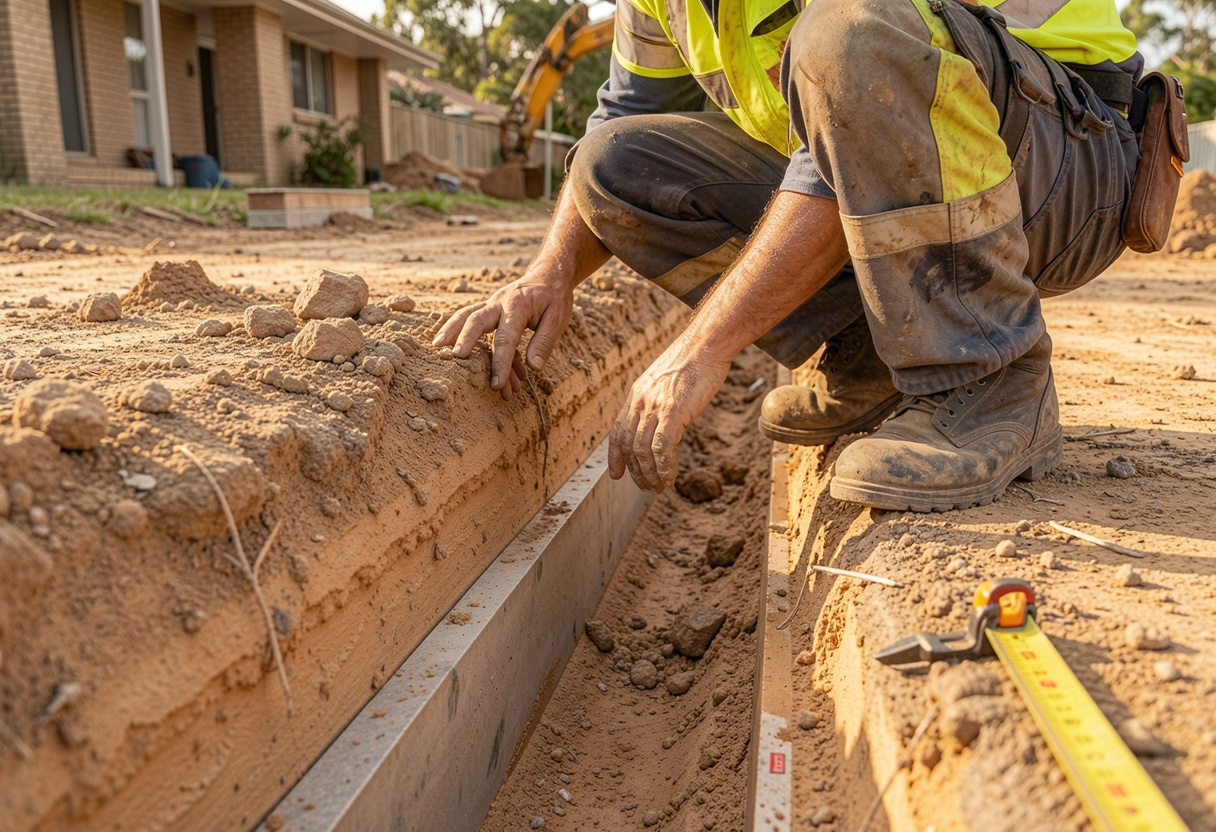 close-up Foundation Excavation looking into a clean