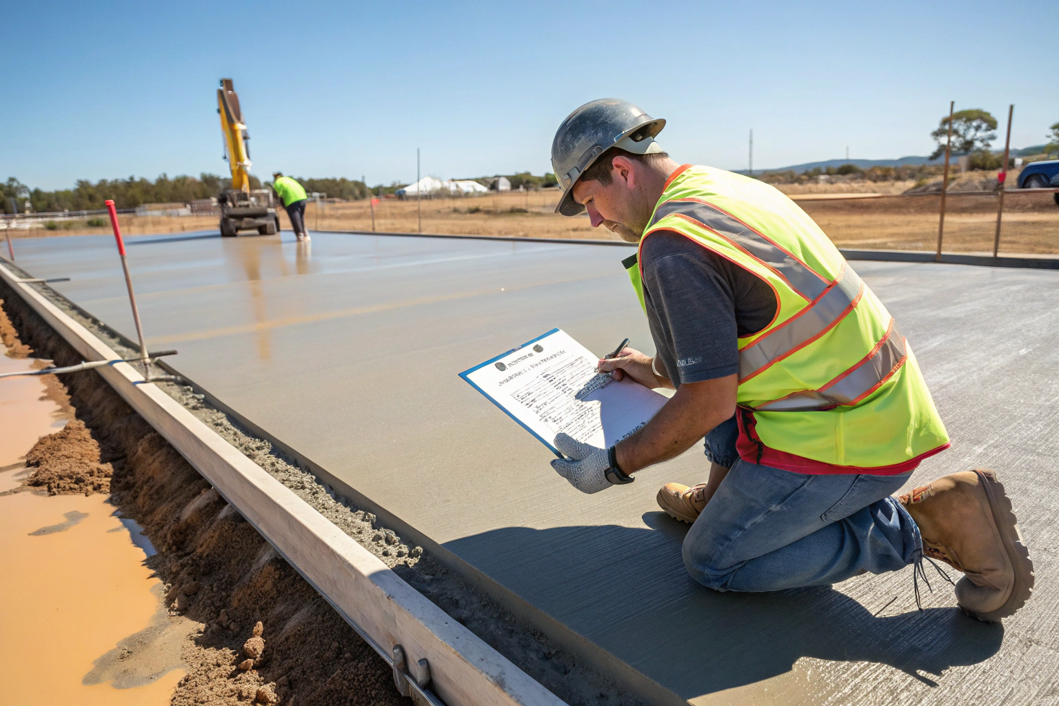 Joint sealing contractor applying sealant to commercial concrete floor in Hervey Bay