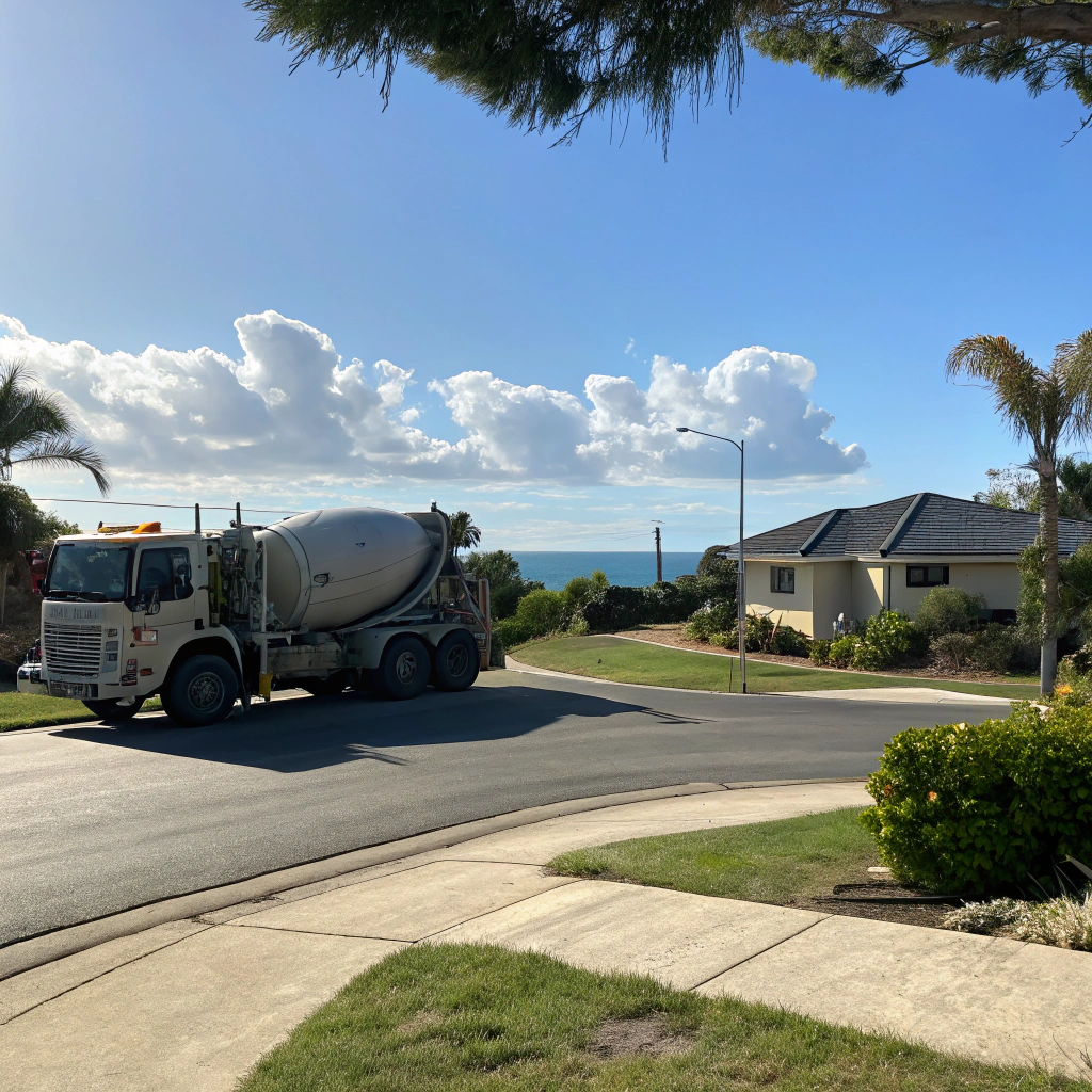concrete delivery truck on a residential site in Hervey Bay Fraser Coast