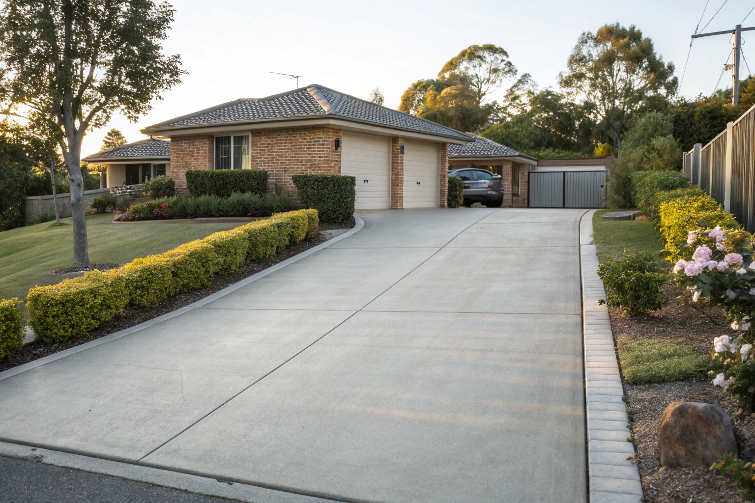 concrete-driveway-hervey-bay. Freshly poured concrete driveway at a Hervey Bay home