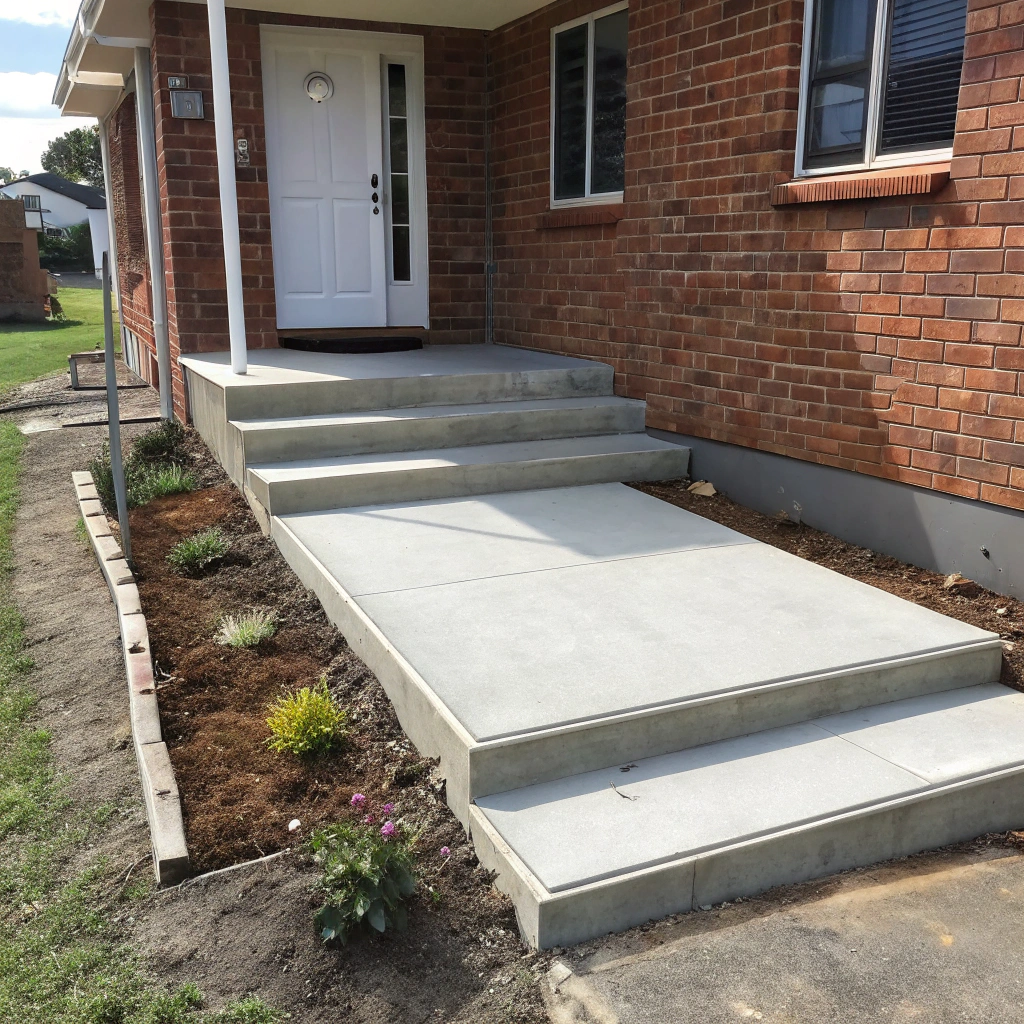 Freshly poured concrete entry steps at a Hervey Bay residential property