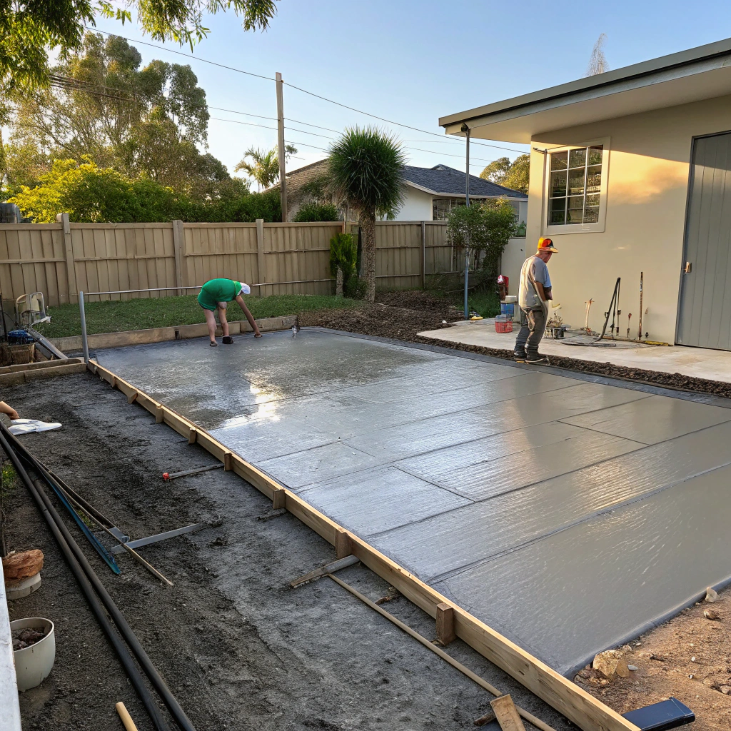 steel reinforcement mesh laid for detached garage slab Fraser Coast
