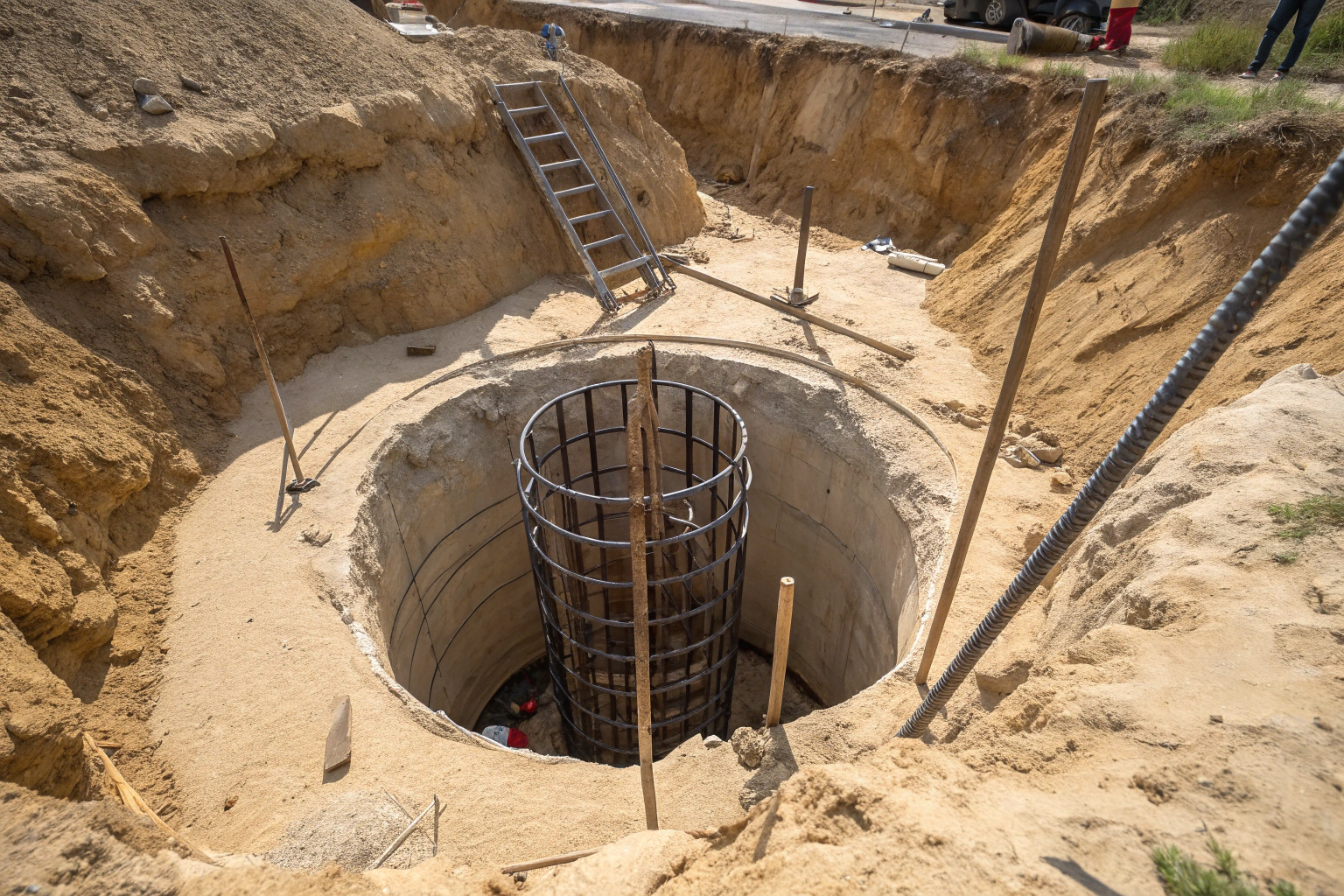 pier-footing-excavation-elevated-deck Deep pier footing hole excavated for an elevated deck on a Hervey Bay residential property