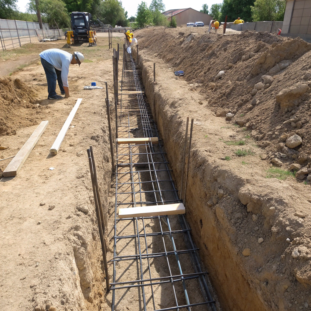 Reinforced strip footing excavation ready for concrete pour on a residential site in Hervey Bay