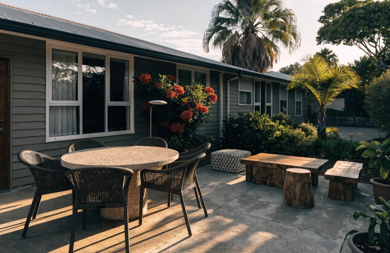 Sealed concrete outdoor entertaining slab at a Hervey Bay residential property